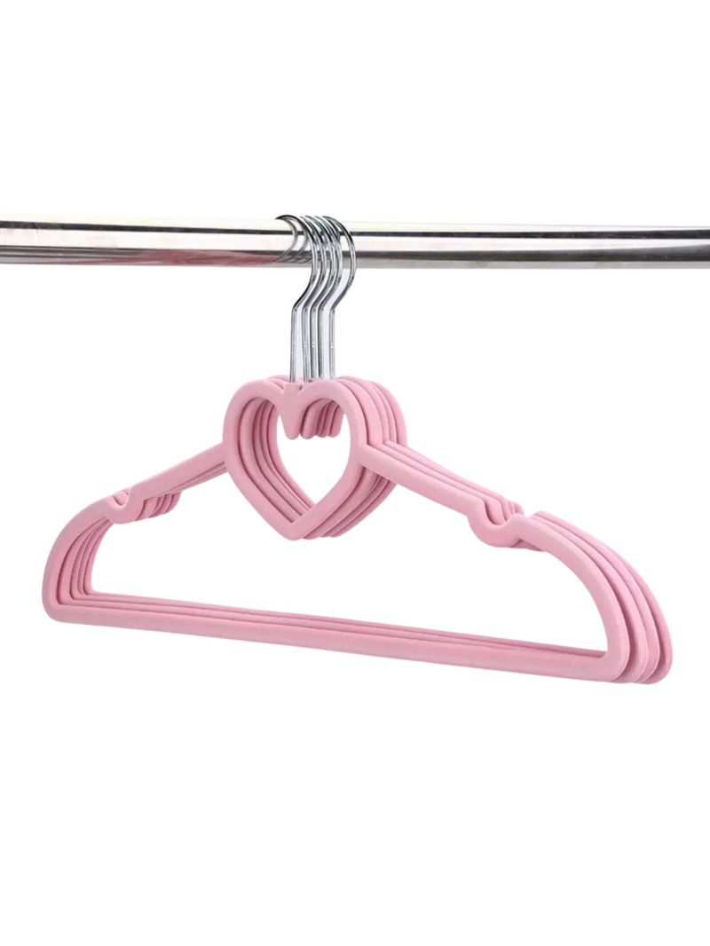 Cabide de Veludo Infantil Coração Rosa
